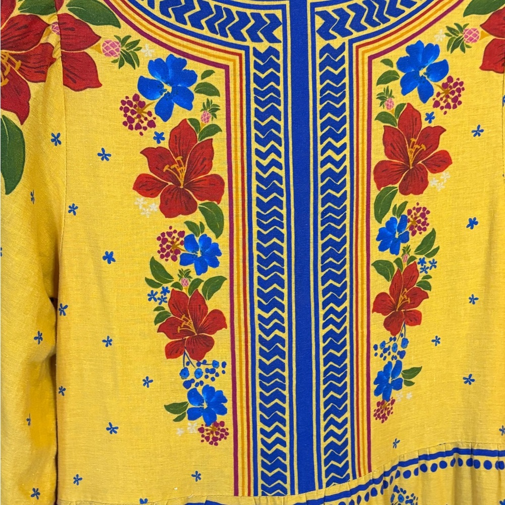 FARM Rio Yellow Floral Maxi Dress with Blue & Red Accents - Picture 15 of 16